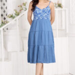Croche lace denim dress