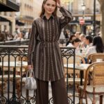 Elegant Brown Striped Co-ord Set